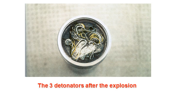 The 3 detonators after explosion