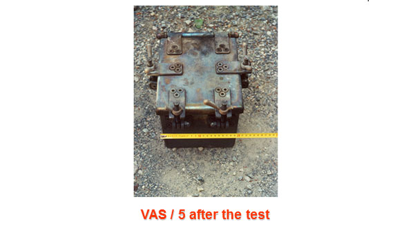 Thermal shock testing VAS/5 after the test