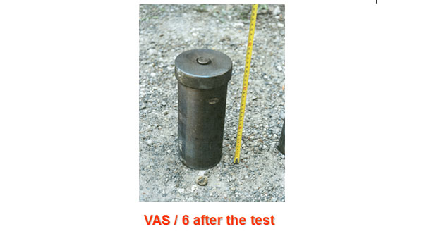 Thermal shock testing VAS/6 after the test